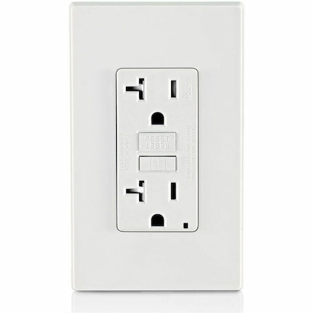 Leviton GFIRcptcl, 20A, 125VAC, Wht, Polycarbonate GFTR2-W