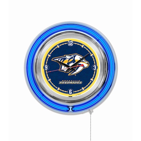 Holland Bar Stool Co Nashville Predators Double Neon 15" Clock, NHL Clk15NshPre