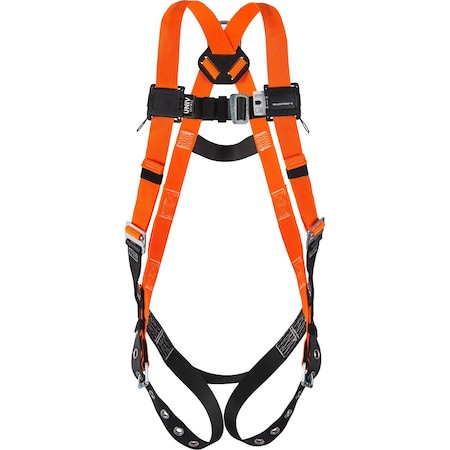 Miller Non-Stretch Full-Body Harness w/Hi-Viz Webbing, 5 Points of Adjustment, Back D-Ring, Mating Chest Buck T4500/XXXLAK