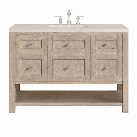 James Martin Vanities Breckenridge 48" Single Vanity, Whitewashed Oak, w/ 3 CM Siberian Silestone Top 330-V48-WWO-3SFR