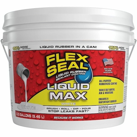 Flex Seal MAX White Liquid Rubber Sealant Coating 2.5 gal LFSMAXWHT02