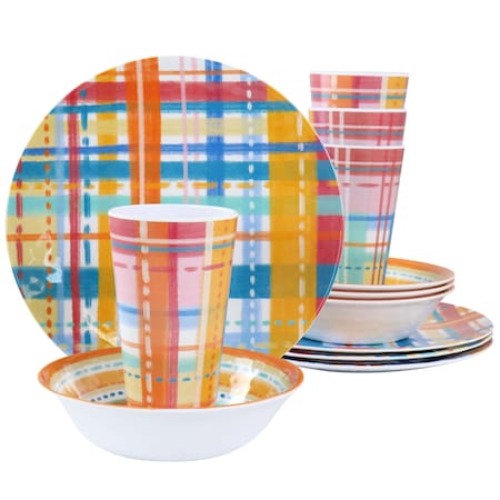 Laurie Gates California Designs Casablanca 12 Piece Melamine Dinnerware Set in Multi 135263.12
