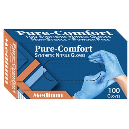 Pure-Comfort Synthetic Nitrile Gloves, M, 100PK 50632000765