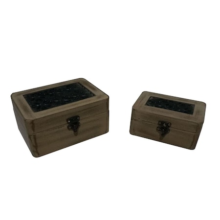 Jeco Robin Wood Box - Set of 2 F-SF042