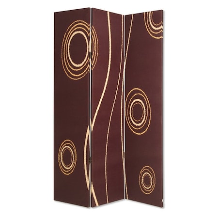 Homeroots 72" Brown Canvas Folding Three Panel Screen Room Divider 274750
