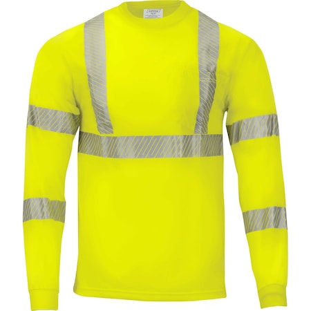 Ironwear Class 3 Hi Vis Long Sleeve T-Shirt with Segmented Reflective Tape, Lime, Large 1855-L-LG