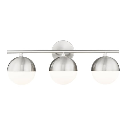 Z-Lite Realm Sphere 3 Light Vanity, Brushed Nickel/Matte Opal, 24 In W x 9.75 In H 7517-3V-BN