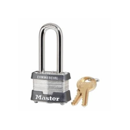 Master Lock No. 3 Laminated Steel Padlock, 9/32 in dia, 5/8 in W x 3/4 in H Shackle, Silver/Gray, Keyed, 6PK 470-3KA-A383