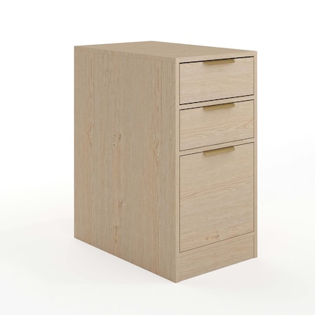 Martha Stewart Kayden Home Office Modular 3 Drawer File Cabinet in Light Natural w/Brushed Gold Hardware NAN-FY-23042-FC-LNT-GLD-MS