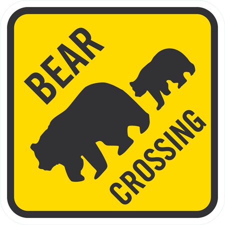 Lyle Bear Crossing (With Bear and Cub Graphic), 12x12, Engineer Grade, Yellow G-1992-EG_12x12