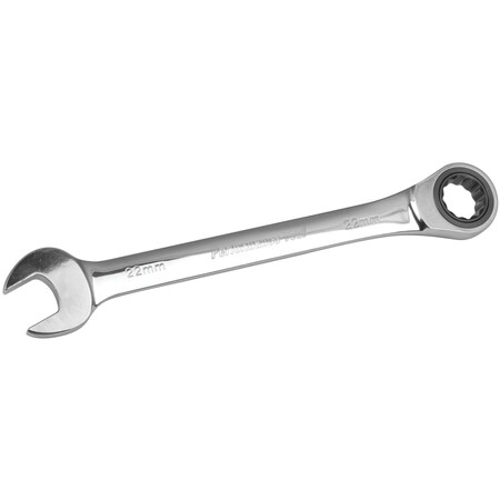 Performance Tool 22mm Ratcheting Wrench, Chrome Vanadium, 100 Gear Teeth, Low Profile W30362