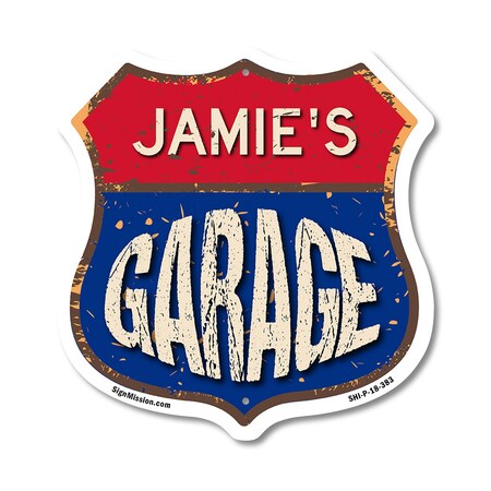Signmission Jamie's Garage, 18 Inch X 18 Inch, Plastic Sign SHI-P-18-383-JAMIE