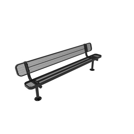 Mytcoat 8ft Outdoor Bench with Back, Surface Mount, Black, Expanded Metal, Industry Standard Coating 804139