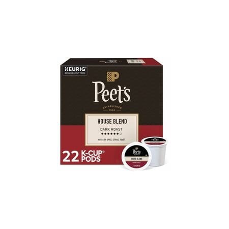 Peets Coffee Peet's Coffee K-Cup House Blend Coffee, Compatible with Keurig Brewer, Dark, K-Cup, 4PK 5000363638