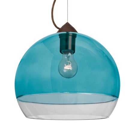 Besa Lighting Besa Ally 12 Cable Pendant, Coral Blue/Clear, Bronze Finish, 1x 60W MAX E26 Base 1KX-ALLY12BL-BR