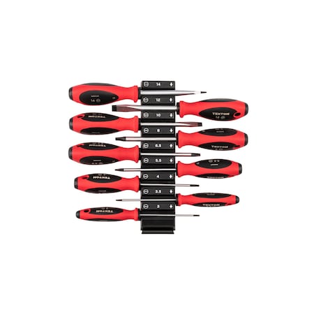 Tekton Slotted Screwdriver Set with Modular Organizers - 4 Inch Shanks, 9-Piece (3 - 14 mm) DWS90100