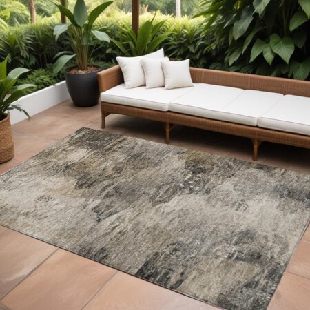 Homeroots 8' X 10' Taupe Beige And Brown Abstract Washable Indoor Outdoor Area Rug 577634