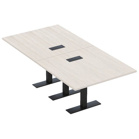 Skutchi Designs 8ft Rectangular Conference Table With Power | Harmony Series | 8 Person Meeting Room Table HAR-REC-48x96-T.BK-K458-EBLK