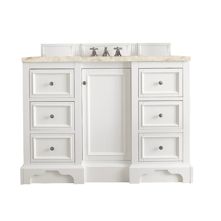 James Martin Vanities De Soto 48" Single Vanity, Bright White, w/ 3 CM Tajnar Eclos Top 825-V48-BW-3TJR