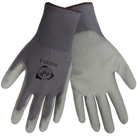 Global Glove PUG-13 Gloves, Gray Nylon, Gray Polyurethane Palm, XSmall, 12PK PUG-13-06