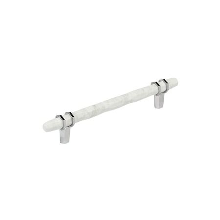 Amerock Carrione 6-5/16 inch 160mm Center-to-Center Marble White/Polished Chrome Cabinet Pull BP36650MW26