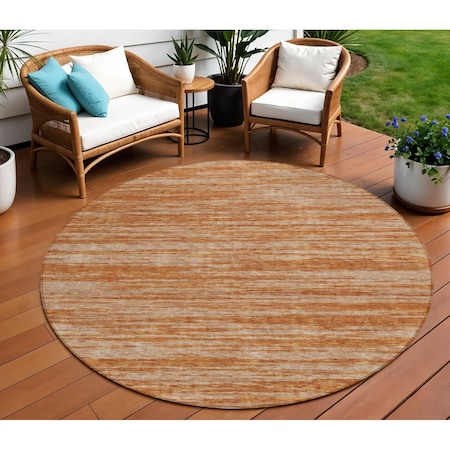 Homeroots 8' Copper And Rust Round Abstract Washable Indoor Outdoor Area Rug 613087