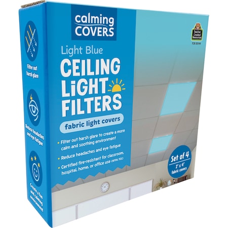 Teacher Created Resources Light Blue Calming Covers Ceiling Light Filters, 2ft. x 4ft., 4-Piece Set 20144