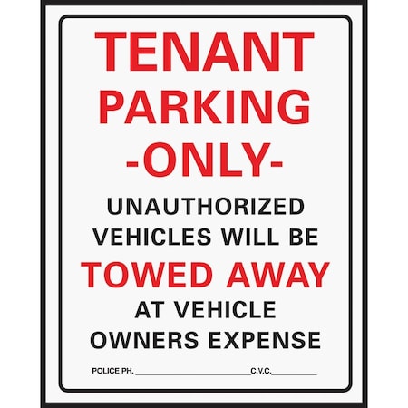 Hy-Ko Commercial Grade Plastic Sign Tenant Parking Only 701