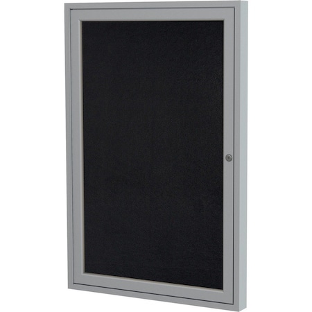 Ghent Enclosed Rubber Bulletin Board 36"x30", 1 Hinged Door PA13630TR-BK