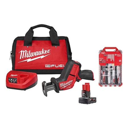 Milwaukee Tool ReciprocatingSawKit, 0.625inL, 12VDC 2520-21XC, 49-22-5640