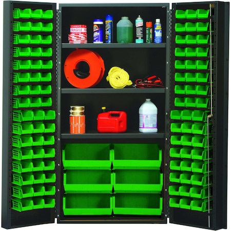 Quantum Storage Systems STORAGE CABINET W/102 GREEN BINS QSC-36SGN