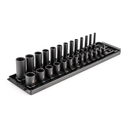 Tekton 1/4 in Drive Impact Socket Set, SAE, 26 pcs SID90203