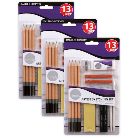 Daler-Rowney Simply. Sketching Pencils Set, 13-Piece Set, 3PK D644200000