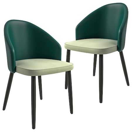 Leisuremod Paradiso Collection Modern Dining Seat in Green, with Light Grey Fabric Seat, 2PK PC50GLGR2