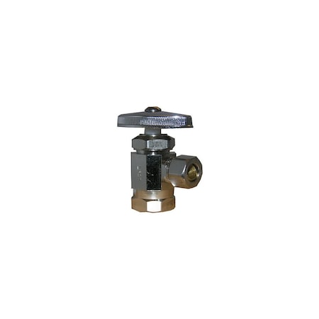 Larsen Supply Co. Angle Stop Valve, Chrome, 1/2-In. Female Pipe Thread Inlet x 3/8-In. O.D. Compression Outlet 1937034