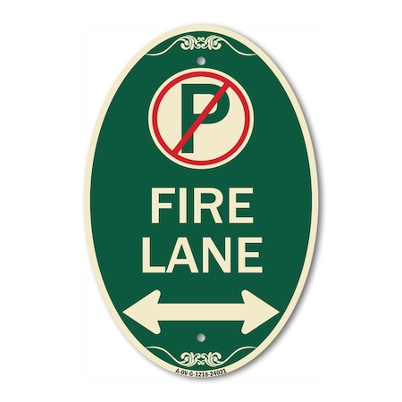 Signmission Fire Lane No Parking Symbol and Arrow Pointi, 12 In X 18 In Architectural, Heavy Gauge Aluminum A-OV-G-1218-24021