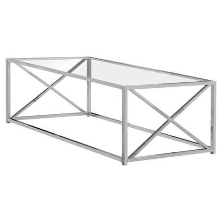 Homeroots 22" Clear And Silver Glass And Iron Coffee Table 333197