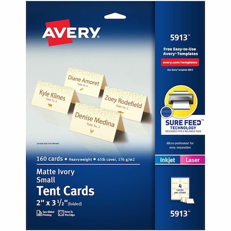Avery Dennison Avery, Small Tent Card, Ivory, 2 X 3 1/2, 160PK 5913