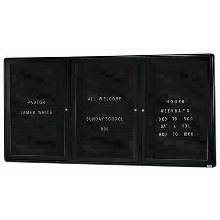 Aarco Radius Design Enclosed Directory, Frame is Burgundy, Board is Black Felt, 36''Hx72''W 2 Door Unit RAD3672BU
