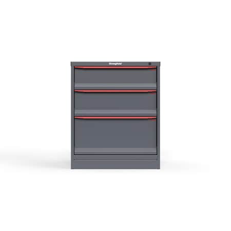 Strong Hold 3 drawer cabinet - (1x 7ft, 1x 8ft, 1x 12ft) - Red accents - Keyed Alike S3036-PPAAS-0302DS