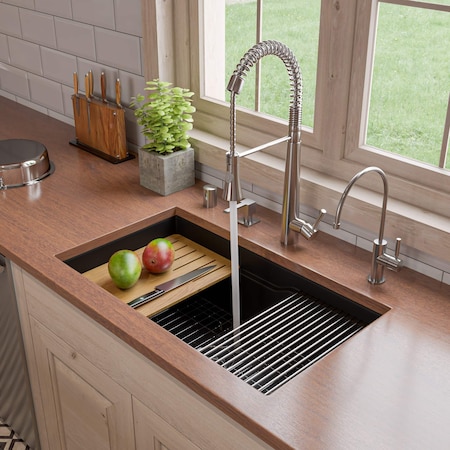 Alfi Brand Workstation Step Rim Single Bowl Fireclay Undermount / Drop In Kitchen Sink ABFS3219SUD-BM