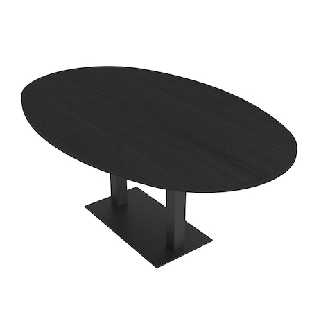 Skutchi Designs Boval Conference Table With Power Unit, 48 in W, 72 in L, Black HAR-BOVL-48X72-DOU.BK-U999ST19-NA