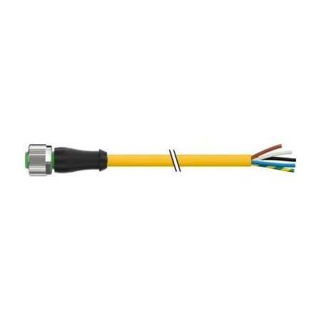 Murrelektronik Cordset, Straight, M12, Yellow, 22 AWG, 4A 7000-12241-0150500