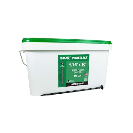 Spax 5/16 in x 10 in Interior Structural Wood Lag Screws Powerlags Washer Head T-Star Bulk Pail, 250PK 3581770802500
