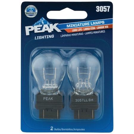 Peak 3057 12.8/14V Mini Incandescent Automotive Bulb, 2PK 3057LL-BPP