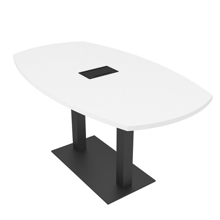 Skutchi Designs Arc Boat Conference Table, 36 in W, 72 in L, White HAR-ABOT-36X72-DOU.BK-W960-EBLK