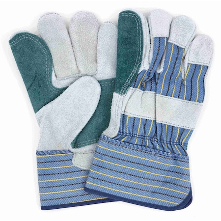 Safety Zone Select Leather Double Palm Gloves - Gray - 12 Pairs GWLDBP1