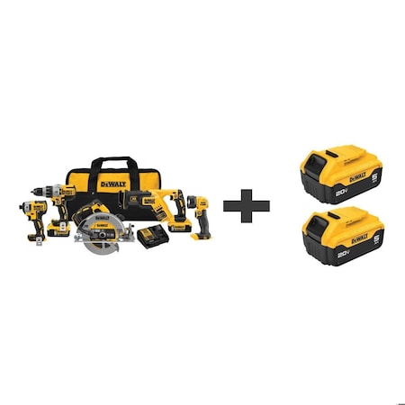 Dewalt Cordless Combination Kit, 20.0V, Cordless DCK594P2/DCB205-2