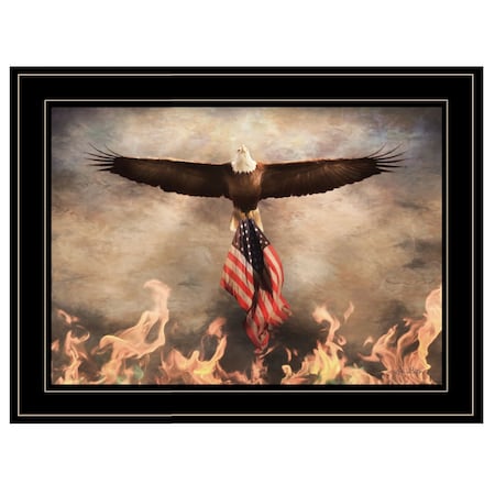 Homeroots Bald Eagle Rescues The Flag Black Framed Print Wall Art 405039