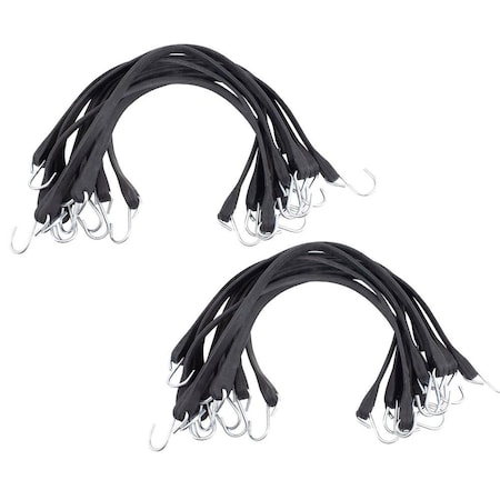 Mytee Products 15 in Natural Rubber Tarp Bungee Straps Crimped Hooks, 100PK RS-15C-Nx2